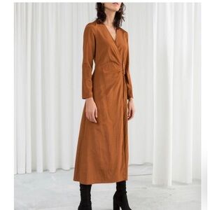 & other stories rust belted midi dress